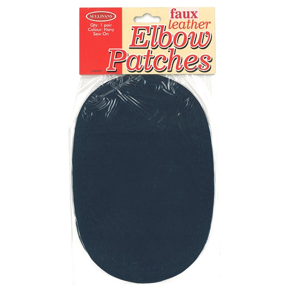 Sullivans Sew-On Faux Leather Elbow Patches, Navy- 1 pair – Lincraft
