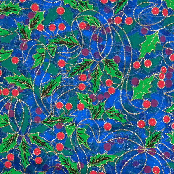 Christmas Organza Fabric, Holly Multi- Width 148cm