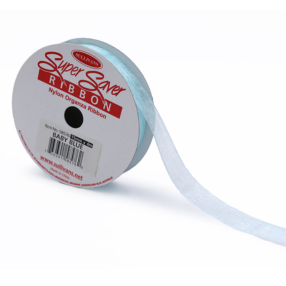 Sullivans Ribbon Organza, Baby Blue- 15 mm