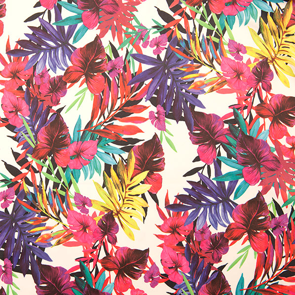 Blushing Satin Fabric, Ferns Purple- Width 148cm