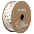 Cotton Ribbon, Crimson Stars- 25mm x 3m