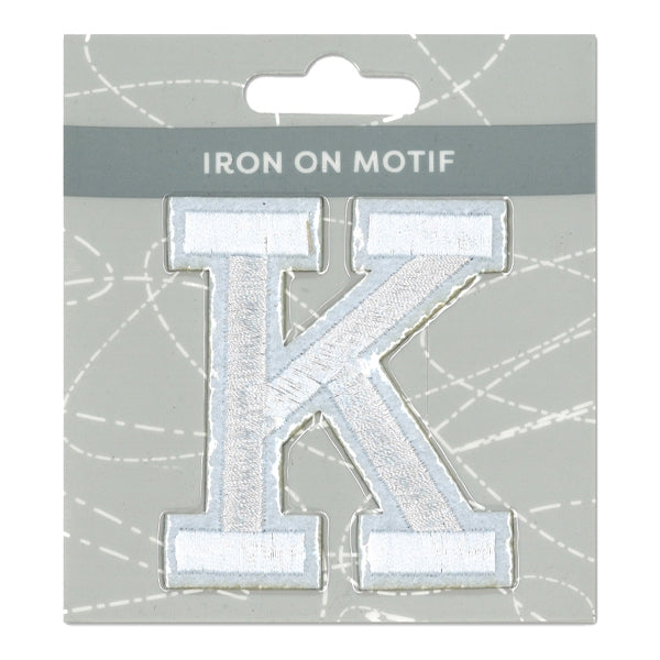 Sullivans Iron On Motif, White K- 75mm