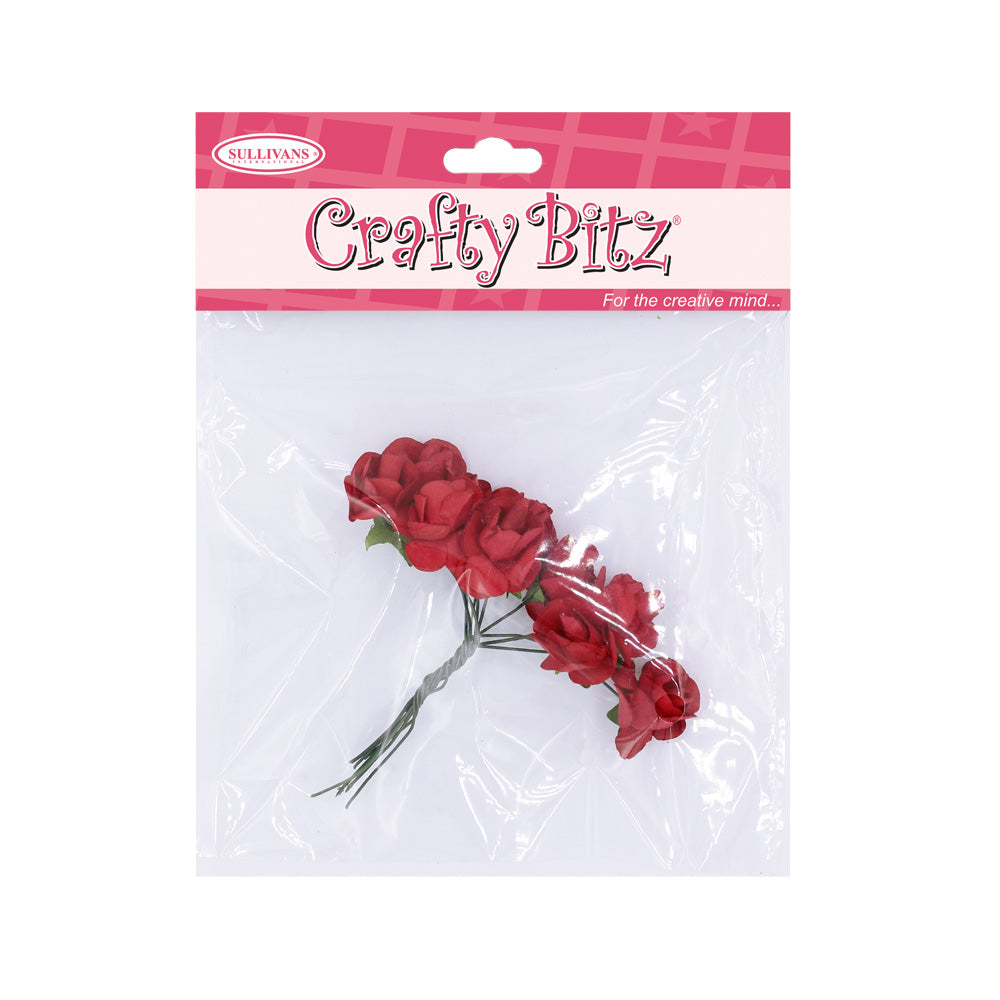 Crafty Bitz Paper Flower Rose, Red