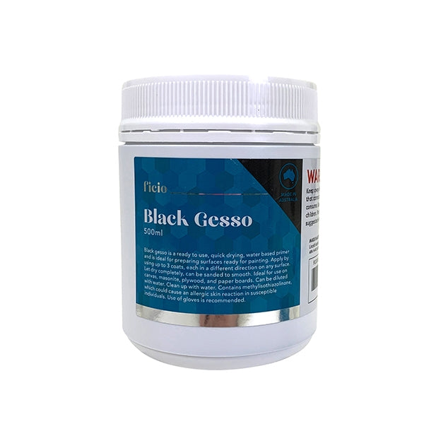 U.S. Art Supply Black Gesso Acrylic Medium, 500ml Tub