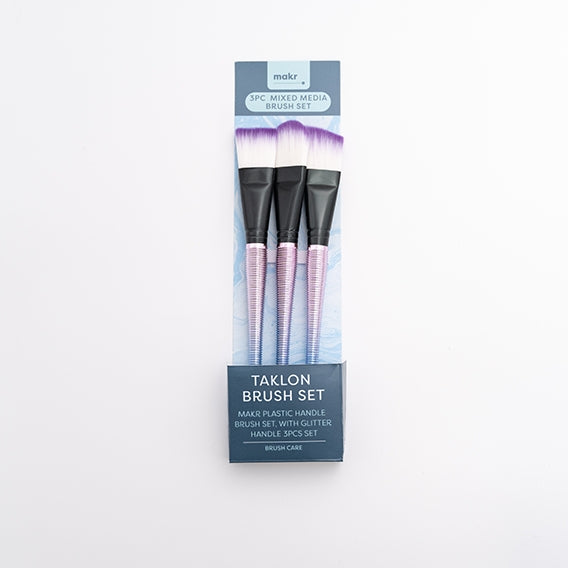 Makr Brush Set with Glitter, White- 3pk