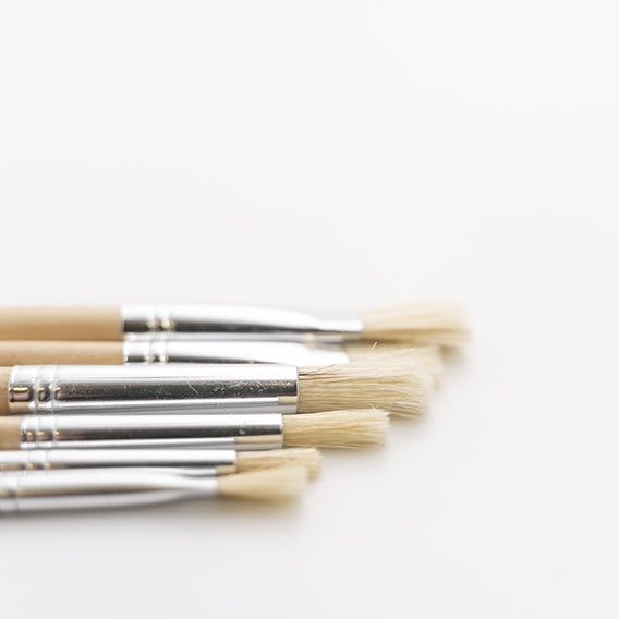 Makr Hog Bristle Brush Set, Flat and Round- 6pk