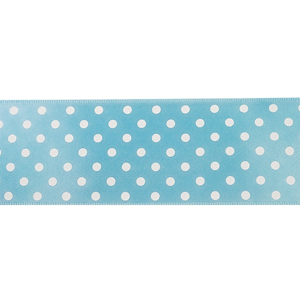 Makr Ribbon, Medium Dots Blue Satin- 38mmx3.6m