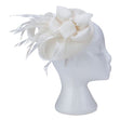 Fascinator with Goose Feather Accent, Cream Mesh