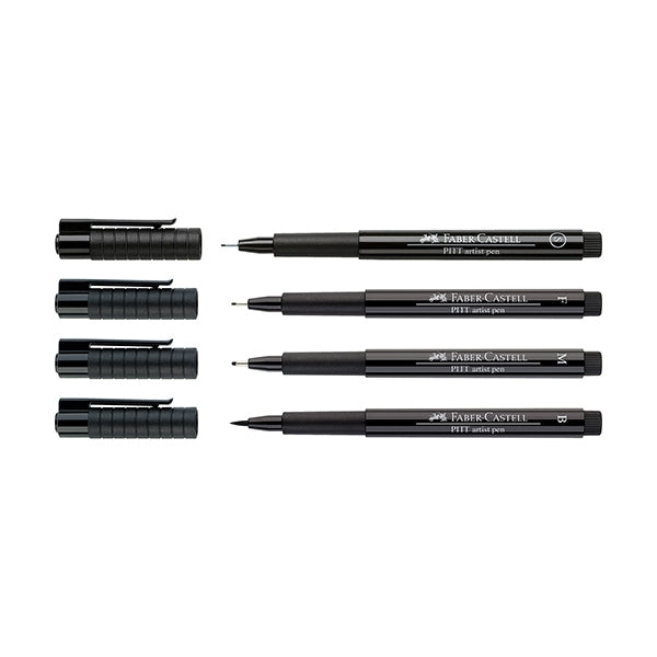 Faber Castell PITT Artist Pens Black 4pk