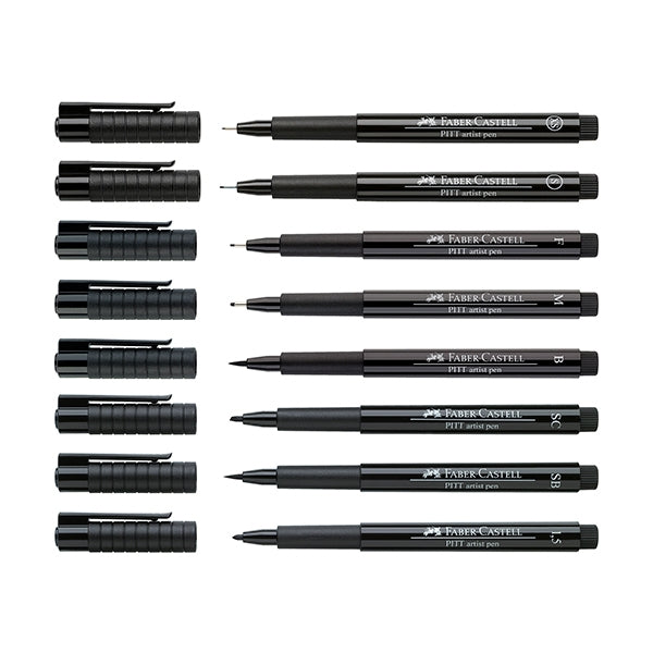 Faber-Castell Pitt Artist Pens - Black, Fineliner, Set of 4, Assorted Nibs