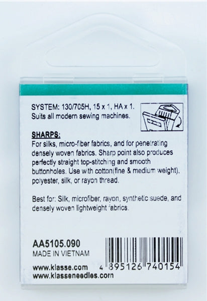Klasse Sharp Machine Needle, Size 90/14- 6pk