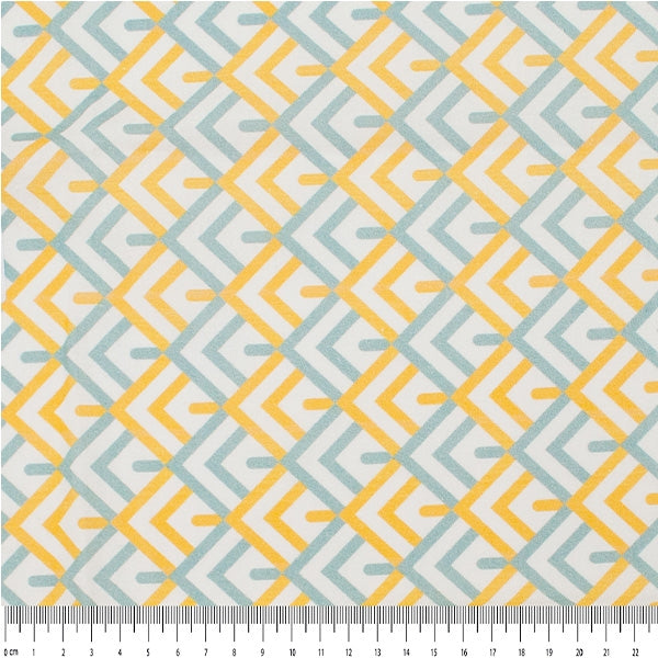 Sunny Vibe Fabric, Duck Egg Gold Allover- Width 112cm