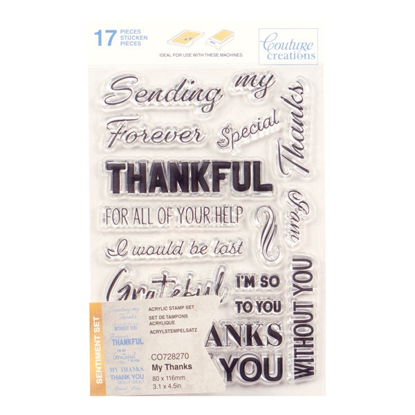 Sentiment Stamp Set, My Thanks- 16pc