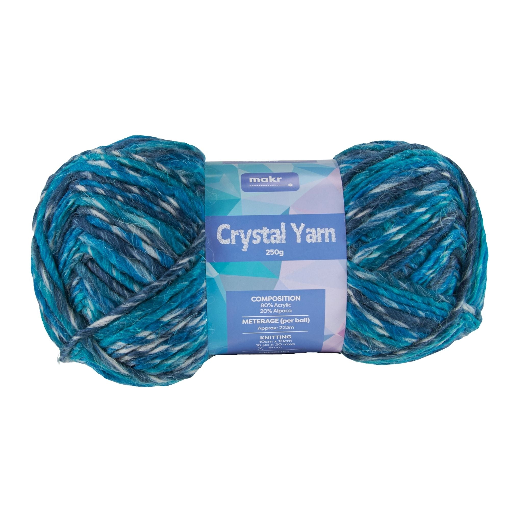 Makr Crystal Crochet & Knitting Yarn, Crystal Blue 250g Lincraft