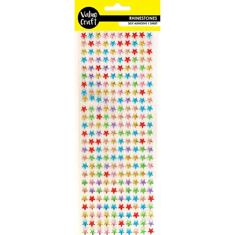 Value Craft Rhinestone Sticker, Star Multi- 8mm