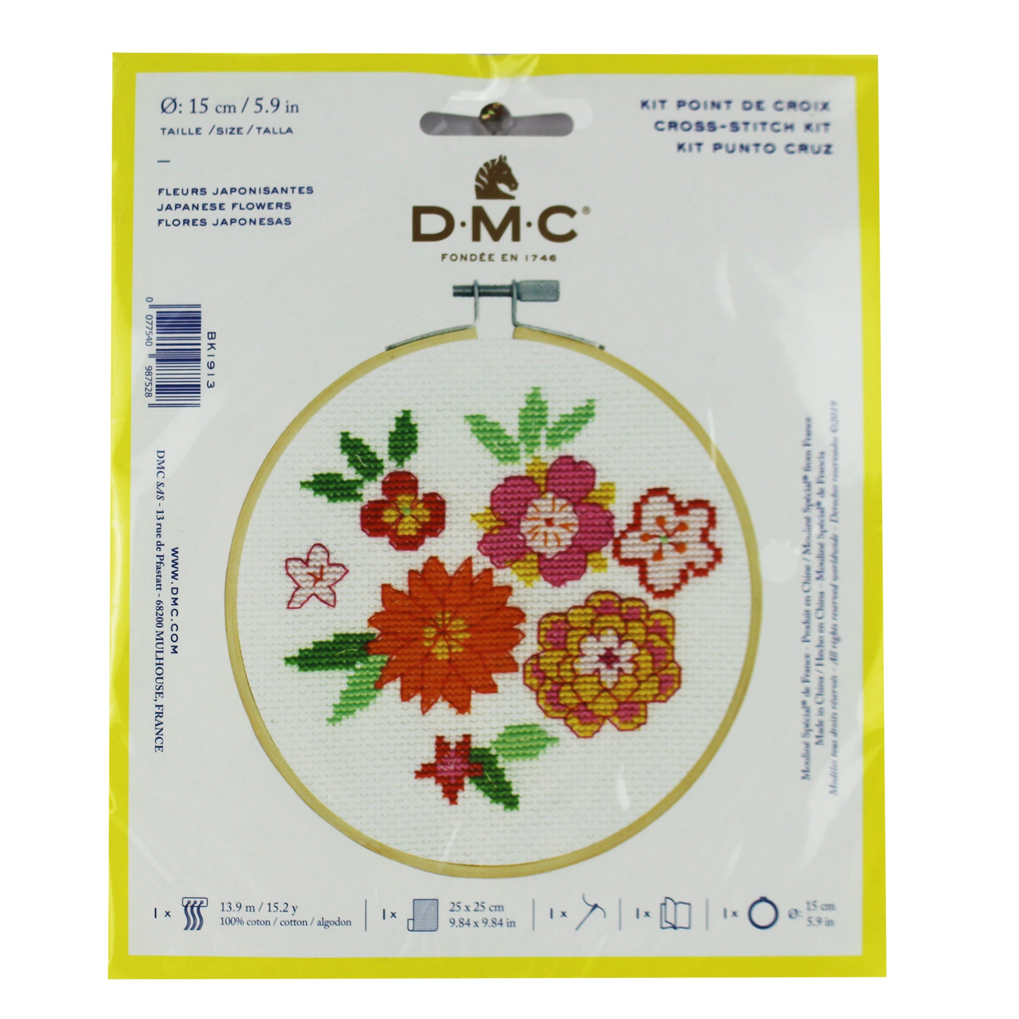 DMC Cross Stitch Kit Japanese Flowers Lincraft