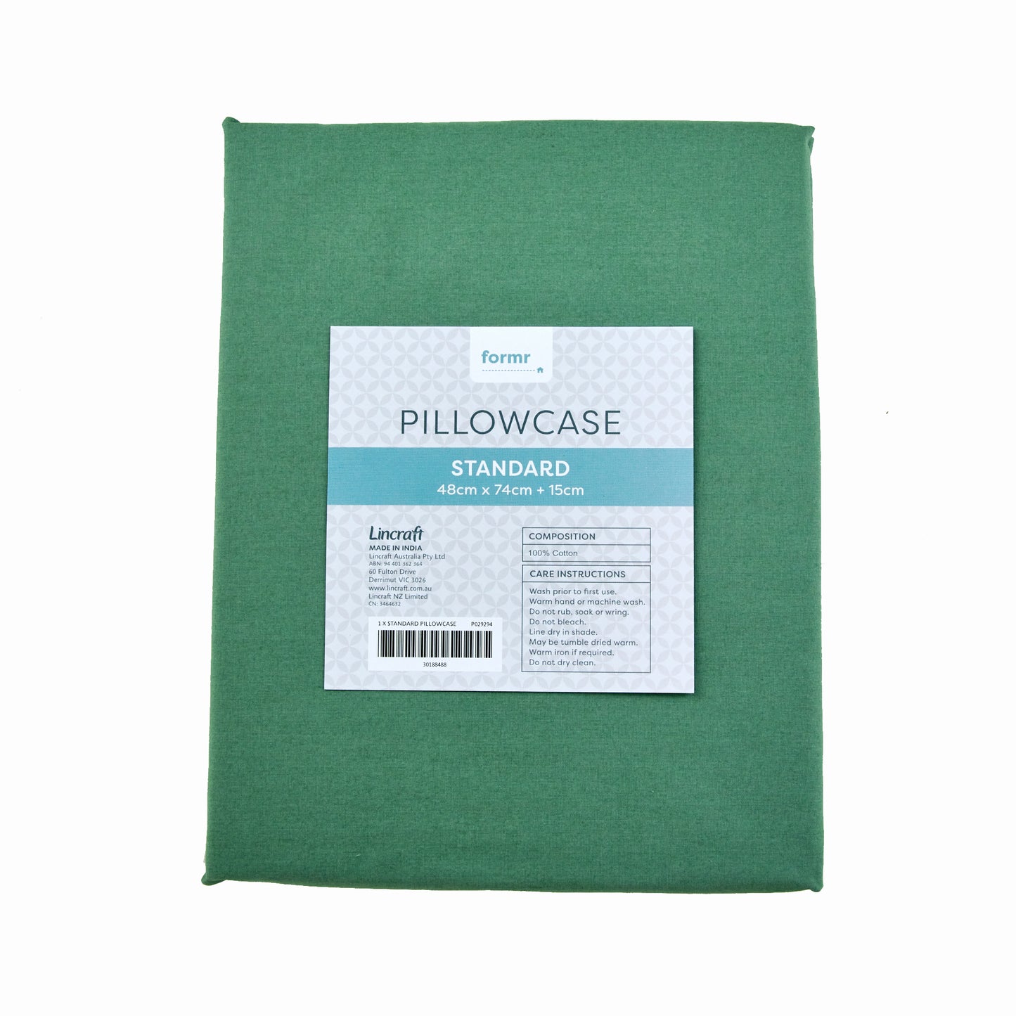 Formr Standard Pillowcase, Sage- 48cm x 74cm + 15cm
