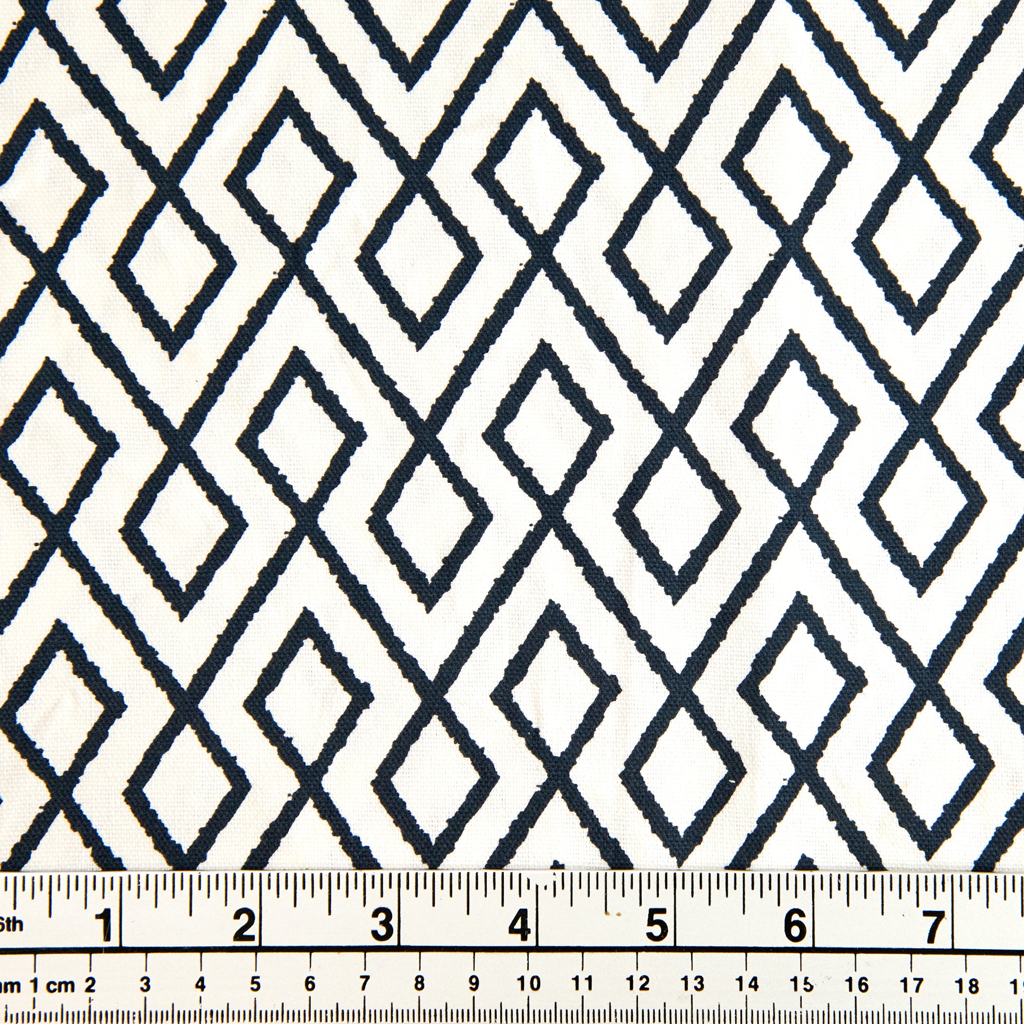 Printed Cotton Duck Fabric, Grey Multi Diamond Width 140cm Lincraft