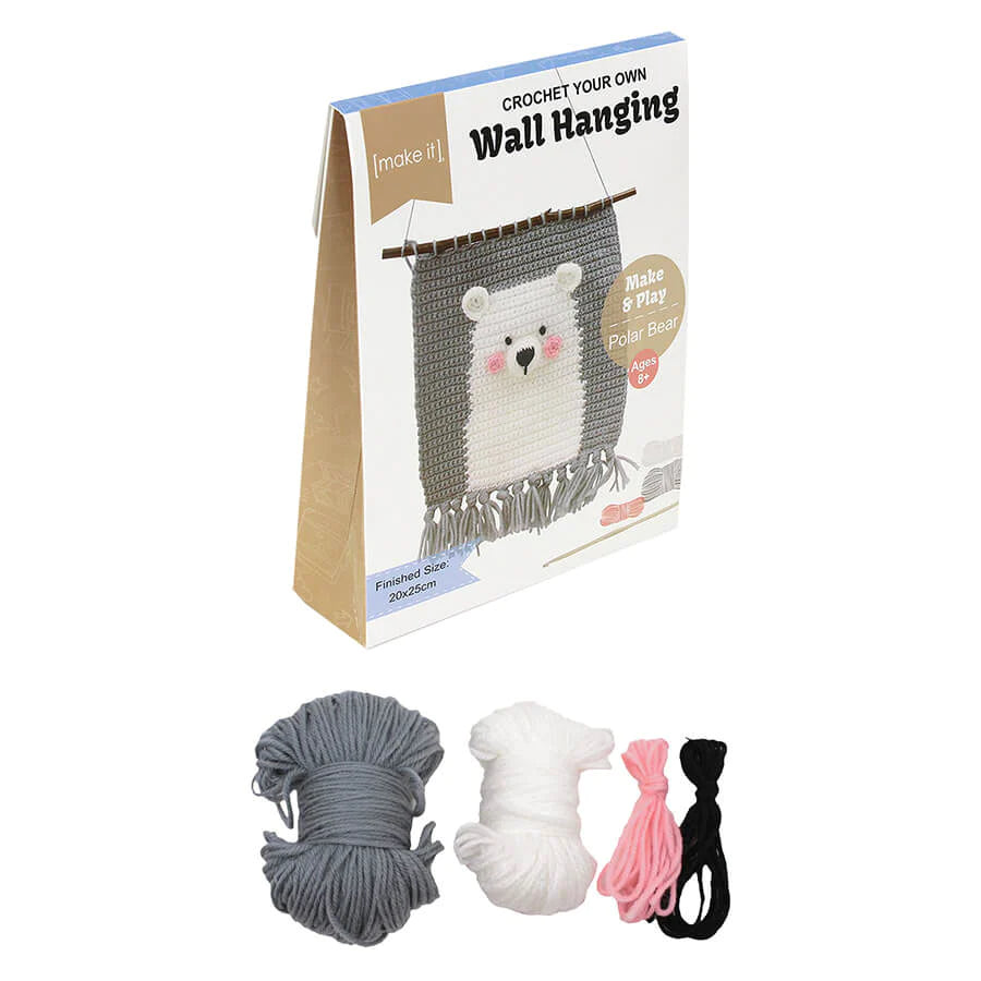 Make & Play 3D Wall Hangings Crochet Kit, Polar Bear 22x25cm Lincraft