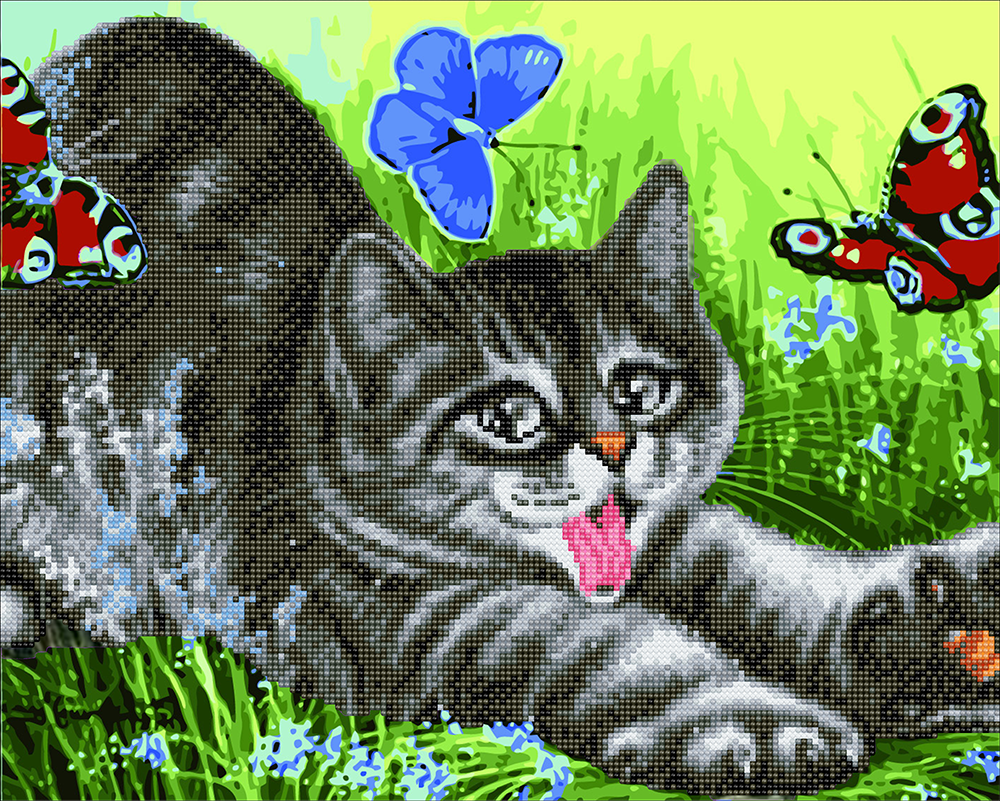 Diamond Painting New 5D Cartoon Cats Kid's Diamond Painting Cats and  Flowers Diamond Art Cats Play
