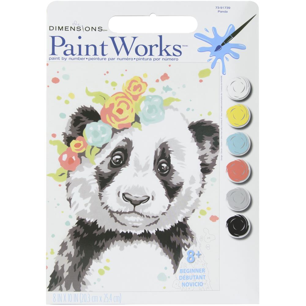 Paint Works Paint By Number Kit, Panda- 8"x10"