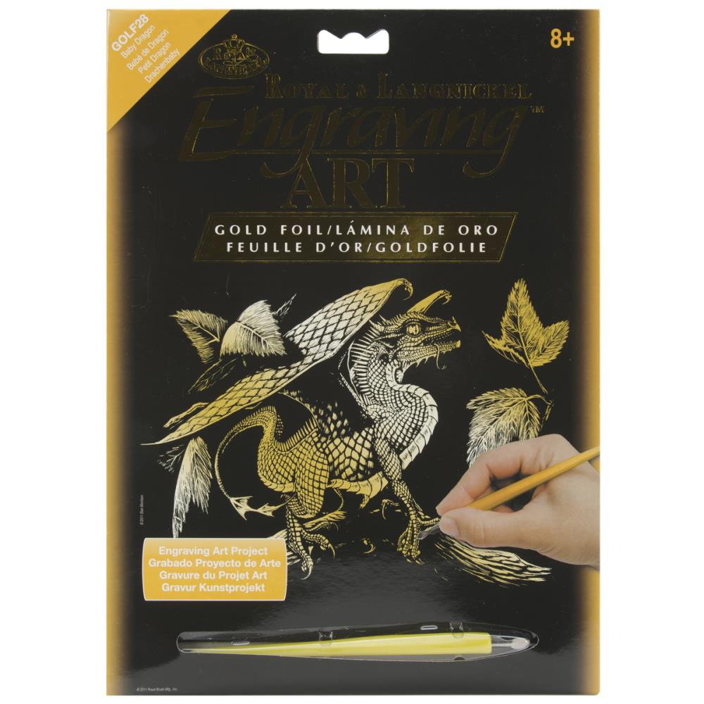 Royal Langnickel Gold Foil Engraving Art, 3 Headed Dragon- 8x10"