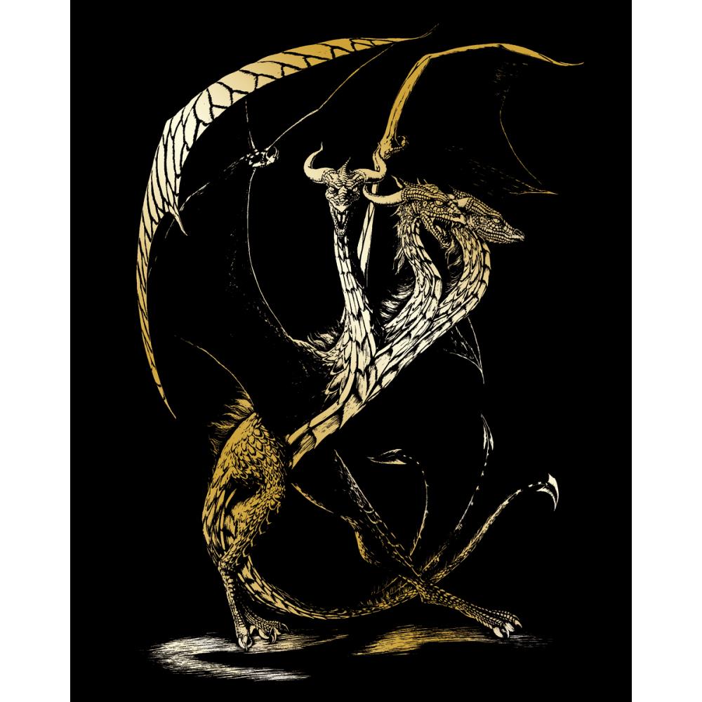 Royal Langnickel Gold Foil Engraving Art, 3 Headed Dragon- 8x10"