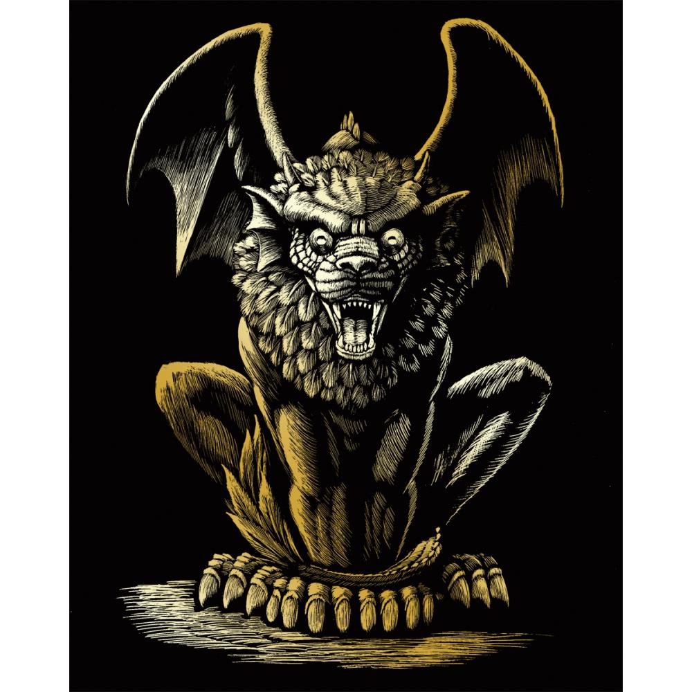 Royal Langnickel Gold Foil Engraving Art, Lion Gargoyle- 8x10"