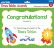 Whiz Kids Times Table Awards