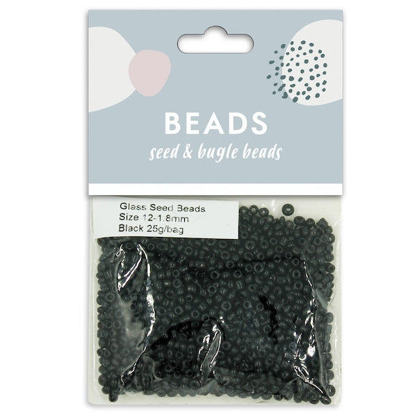 Glass Seed Beads 12/0 Opaque 60G-Black