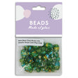 4-8mm Glass Beads Metallic Stripe, Lime- 50pc- Sullivans