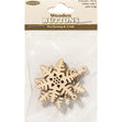 Wooden Buttons, Snowflake- 4pk