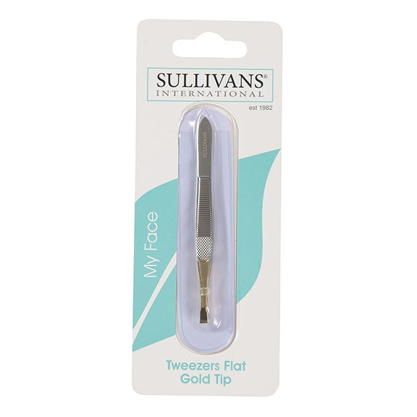 Flat Tweezers with Gold Tip - Sullivans