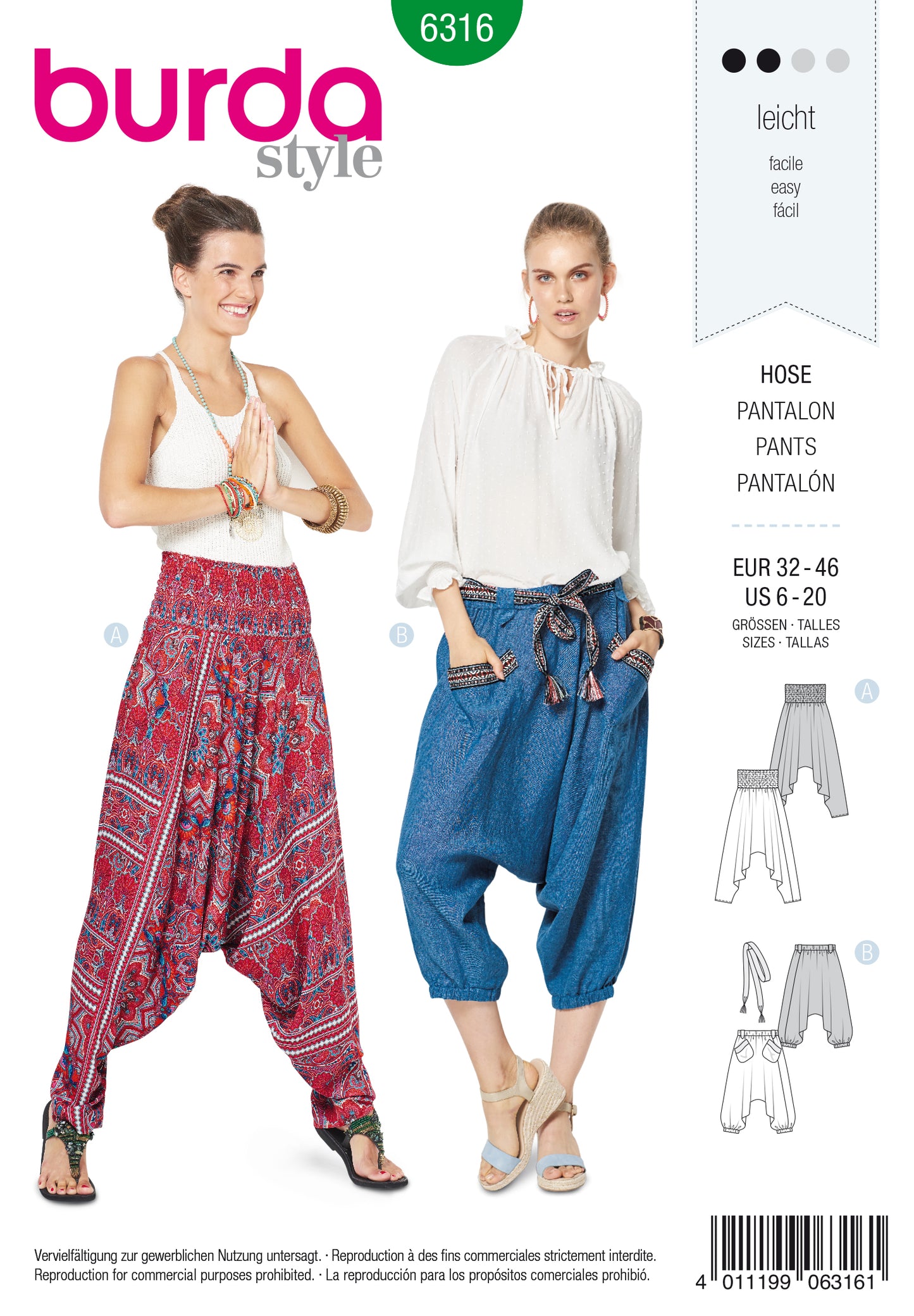 Burda Pattern 6316 Misses' harem pant
