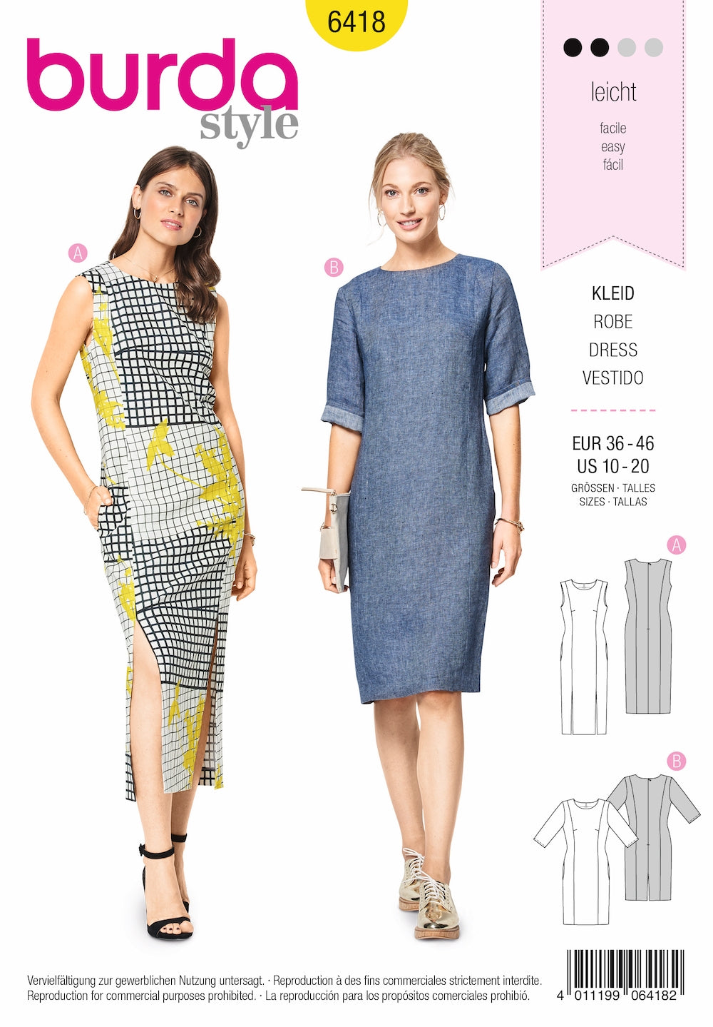 Burda 6496 Misses' High Waist Dress