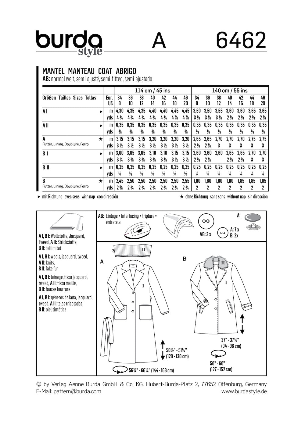 Burda Pattern 6462 (8-20)