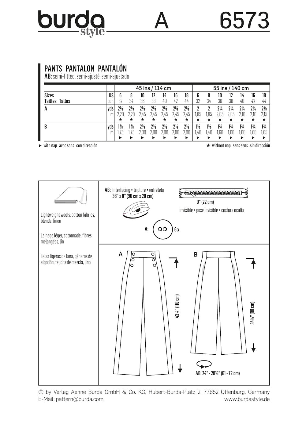 Burda Pattern 6573 (6-18)