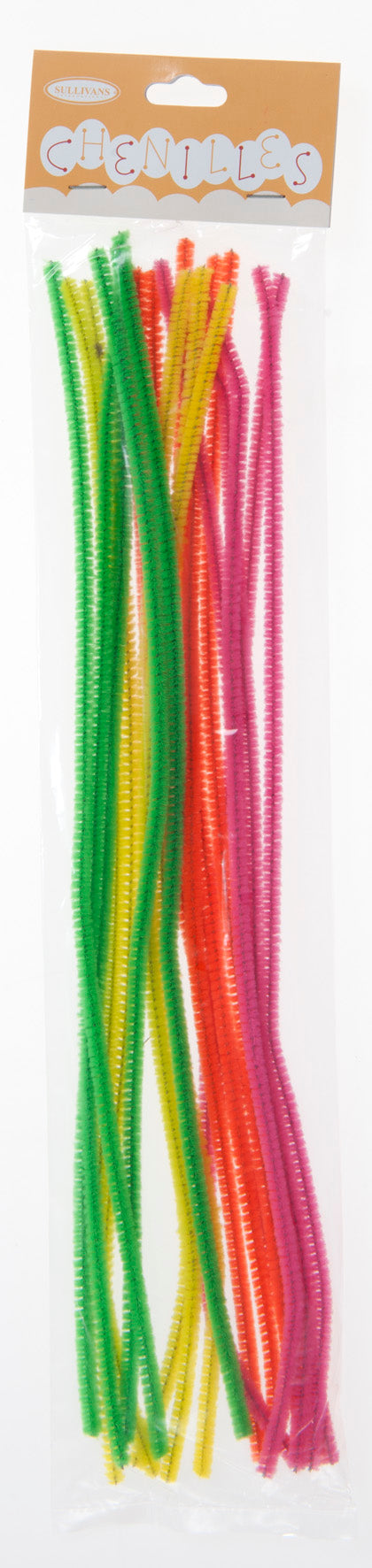Sullivans Chenilles 20pk, Mixed Neon- 3mm