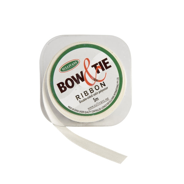 Satin Ribbon, Ivory- 9mm x 5m