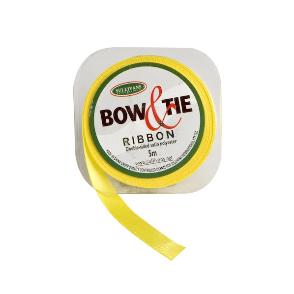 Satin Ribbon, Yellow- 9mm x 5m