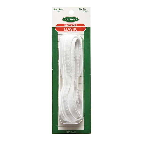 Sullivans Draw Cord Elastic, White- 20mm X 1m – Lincraft