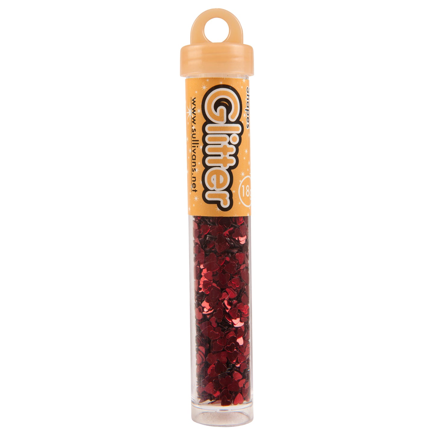 Sullivans Heart Shape Glitter, Red- 15g