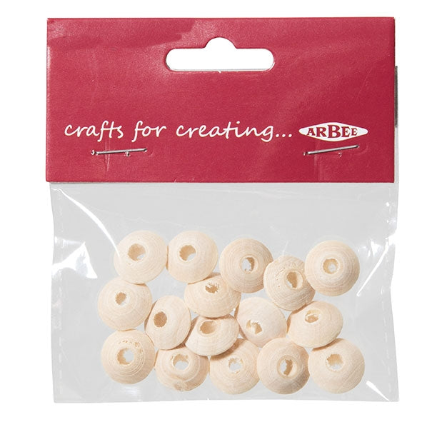 Arbee Wood Beads, Raw 15mm- 6pc