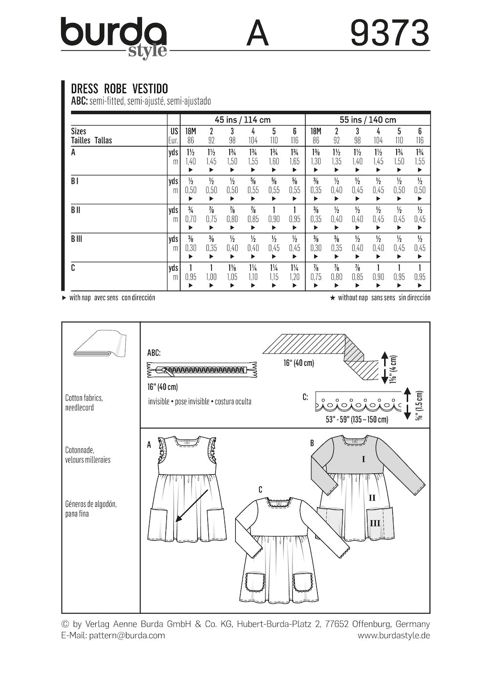 Burda Pattern 9373 (18M-6M)