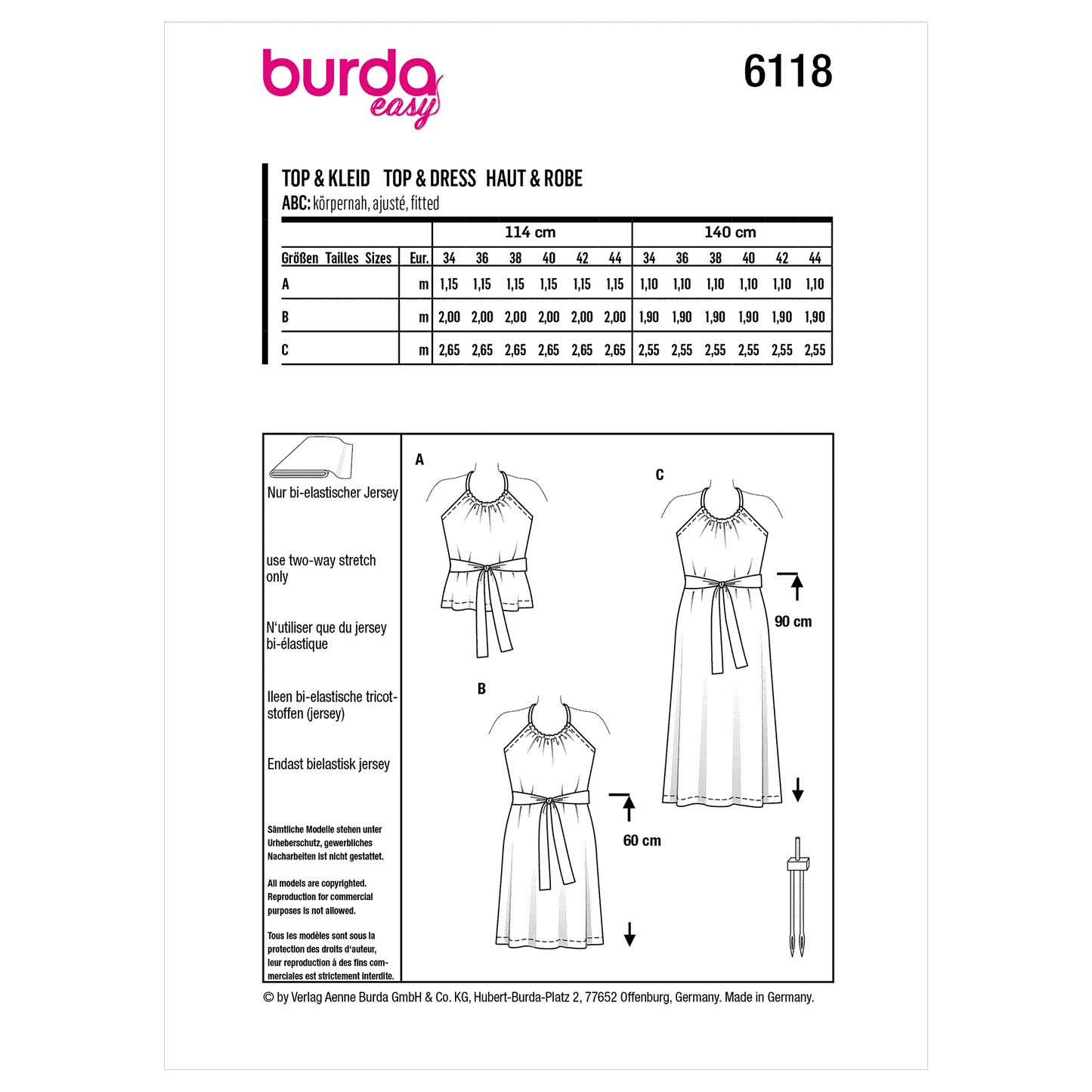 Burda Pattern 6118 Misses' Top and Dress