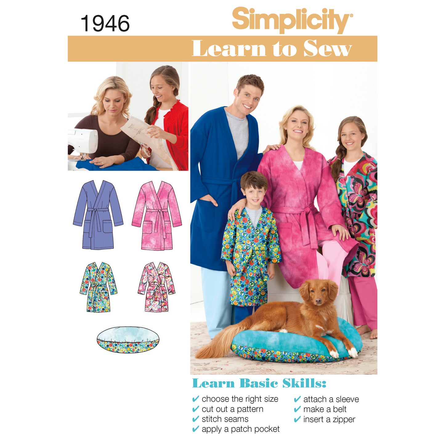 Simplicity Pattern 1946 Learn to Sew Child's Teen's & Adults' Robe