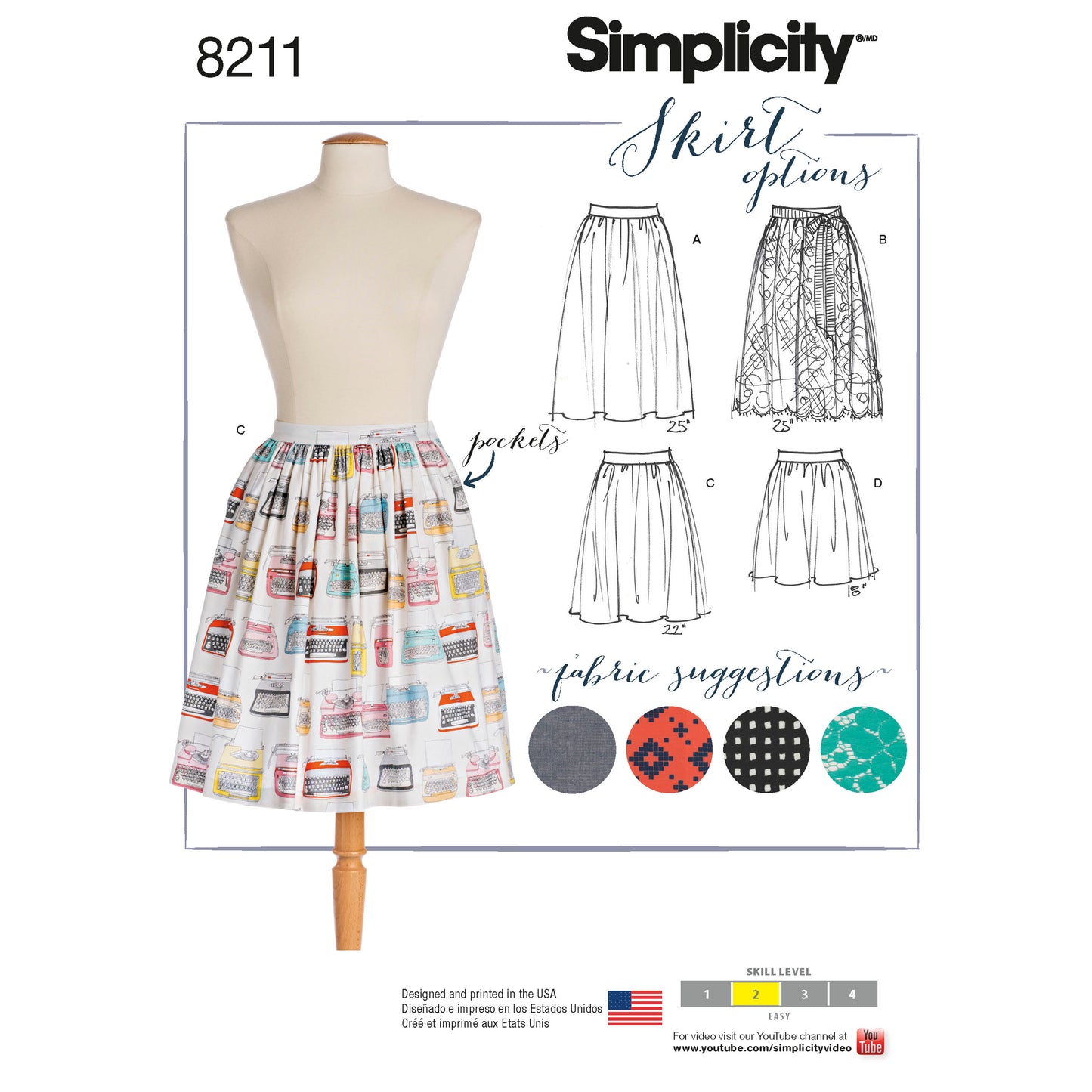 Simplicity Pattern 8211 Women's Dirndl Skirts in Three Lengths