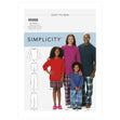 Simplicity Pattern 9202 Misses'/Men's/Children's/Boys'/Girls' T-Shirt, Shorts and Pants