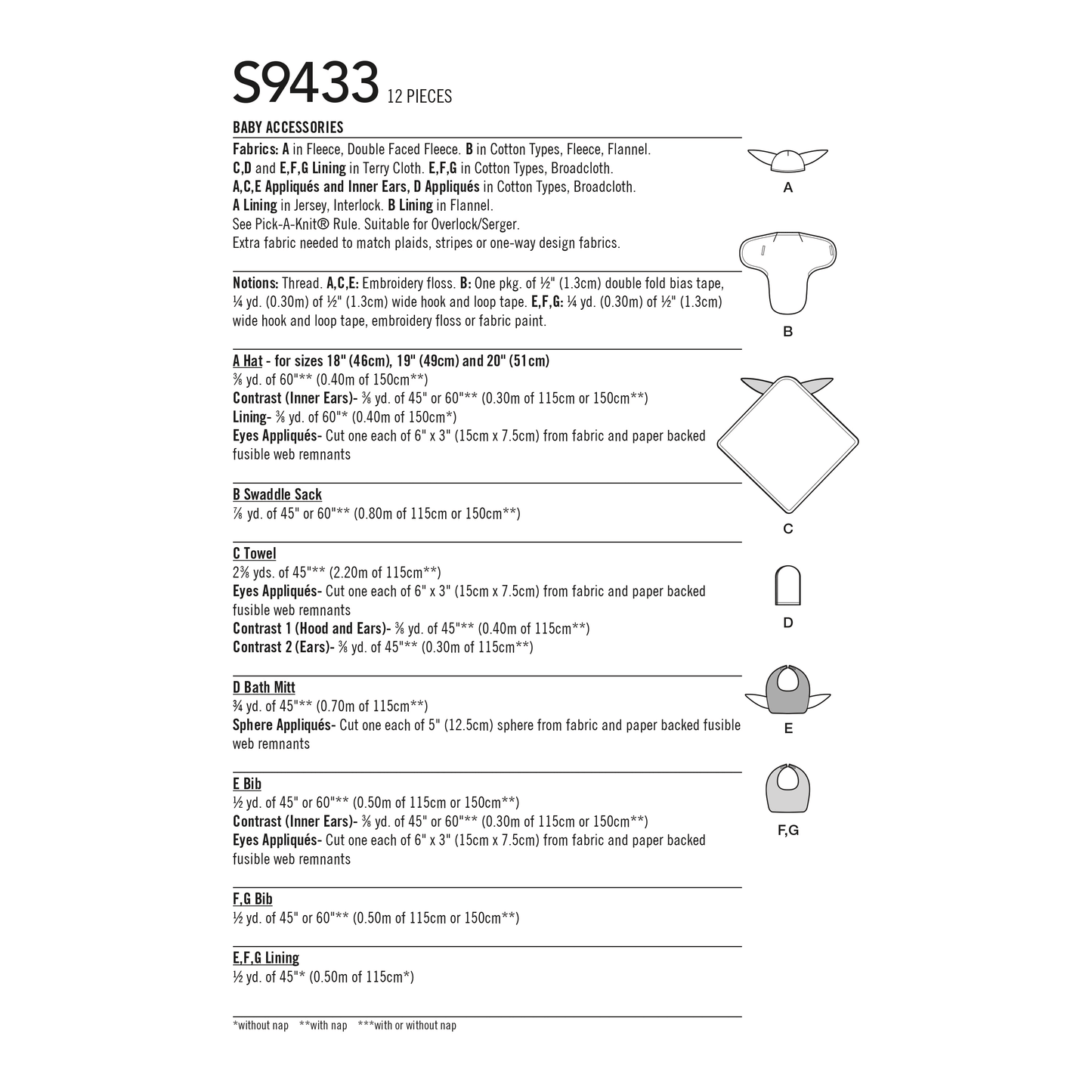 Simplicity Pattern S9433 Baby Accessories