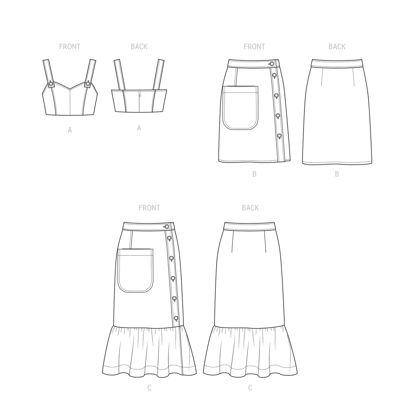 Simplicity SS9552 Misses' Top And Skirts